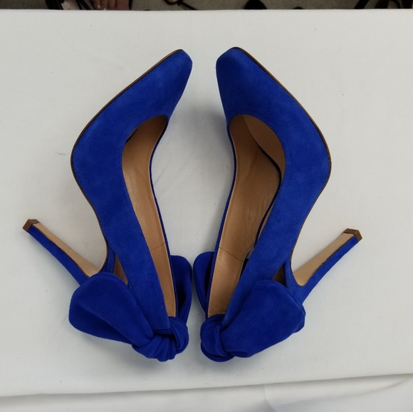 Carven Blue Suede Razor Block Heels Pumps Sandals size 37 - Picture 7 of 10